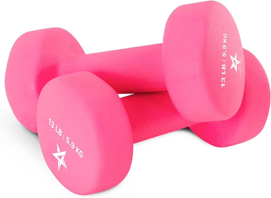 Neoprene Coated Dumbbell for Women, Black, 10 Lb Pair